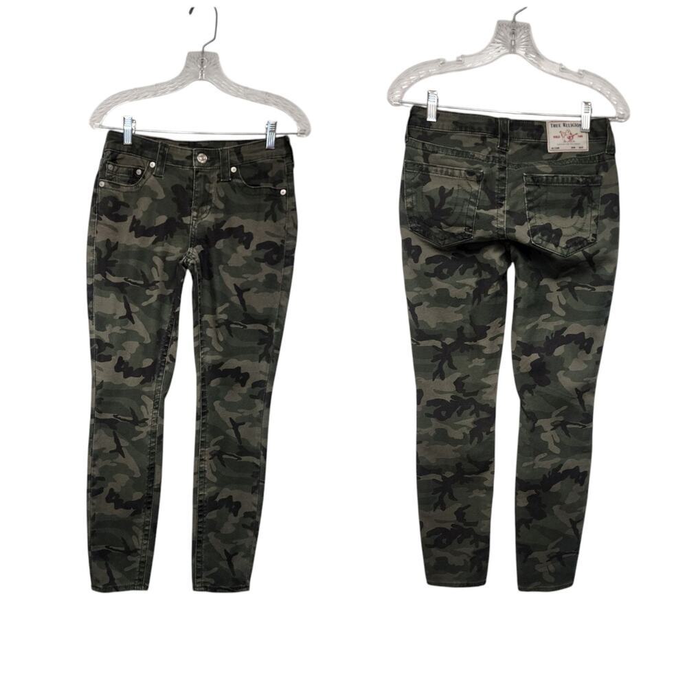True Religion Camouflage Skinny Halle Jeans Size 27 Multicolor Green